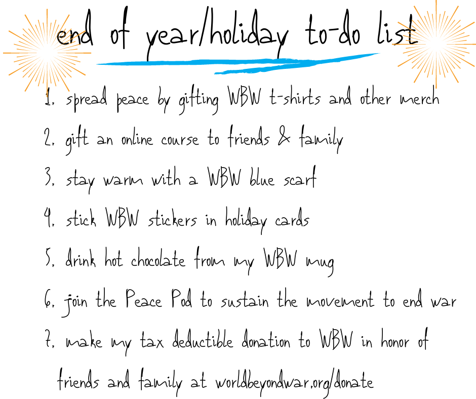 WBW End of Year to do list