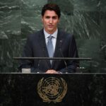 Justin Trudeau at podium
